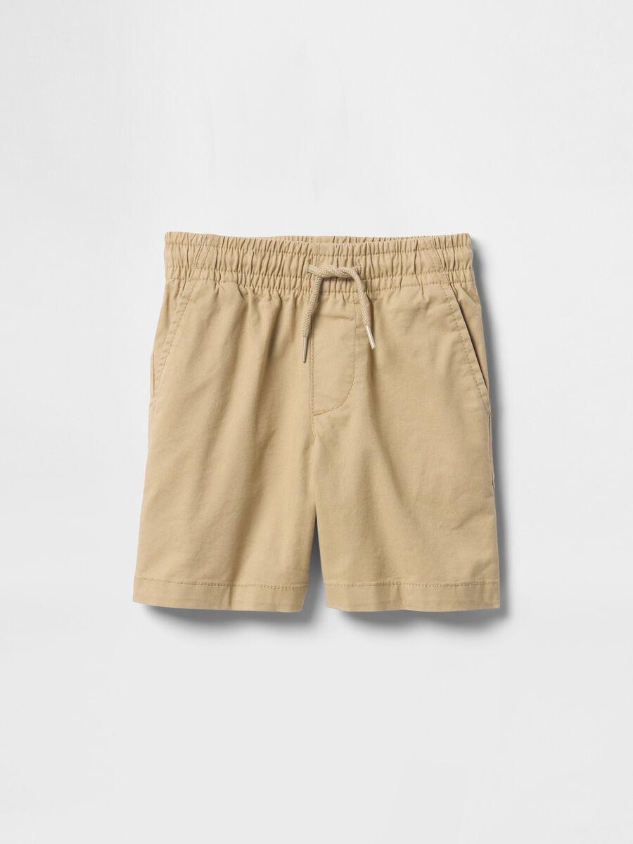 Stretch cotton Bermuda shorts with drawstring_0