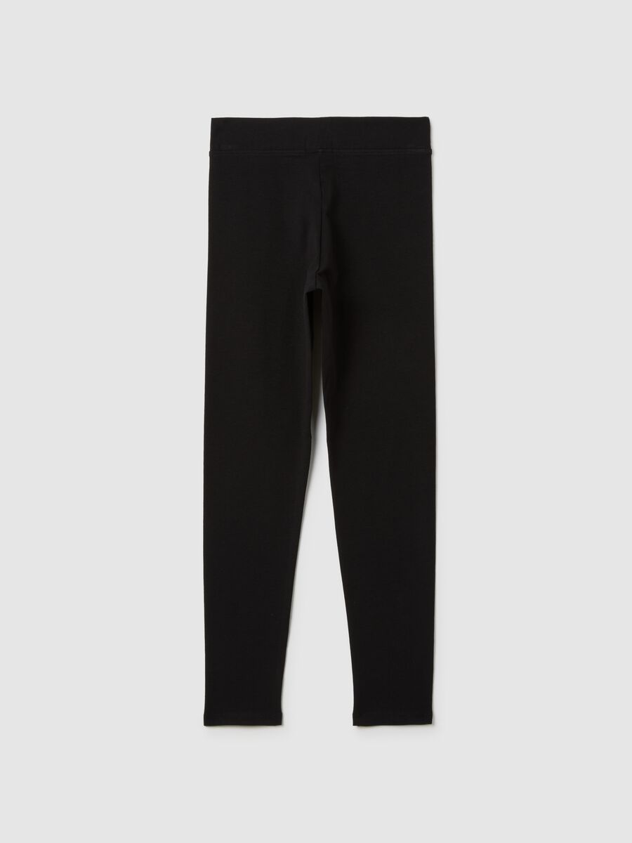 Girls' black stretchy cotton skinny leggings_1