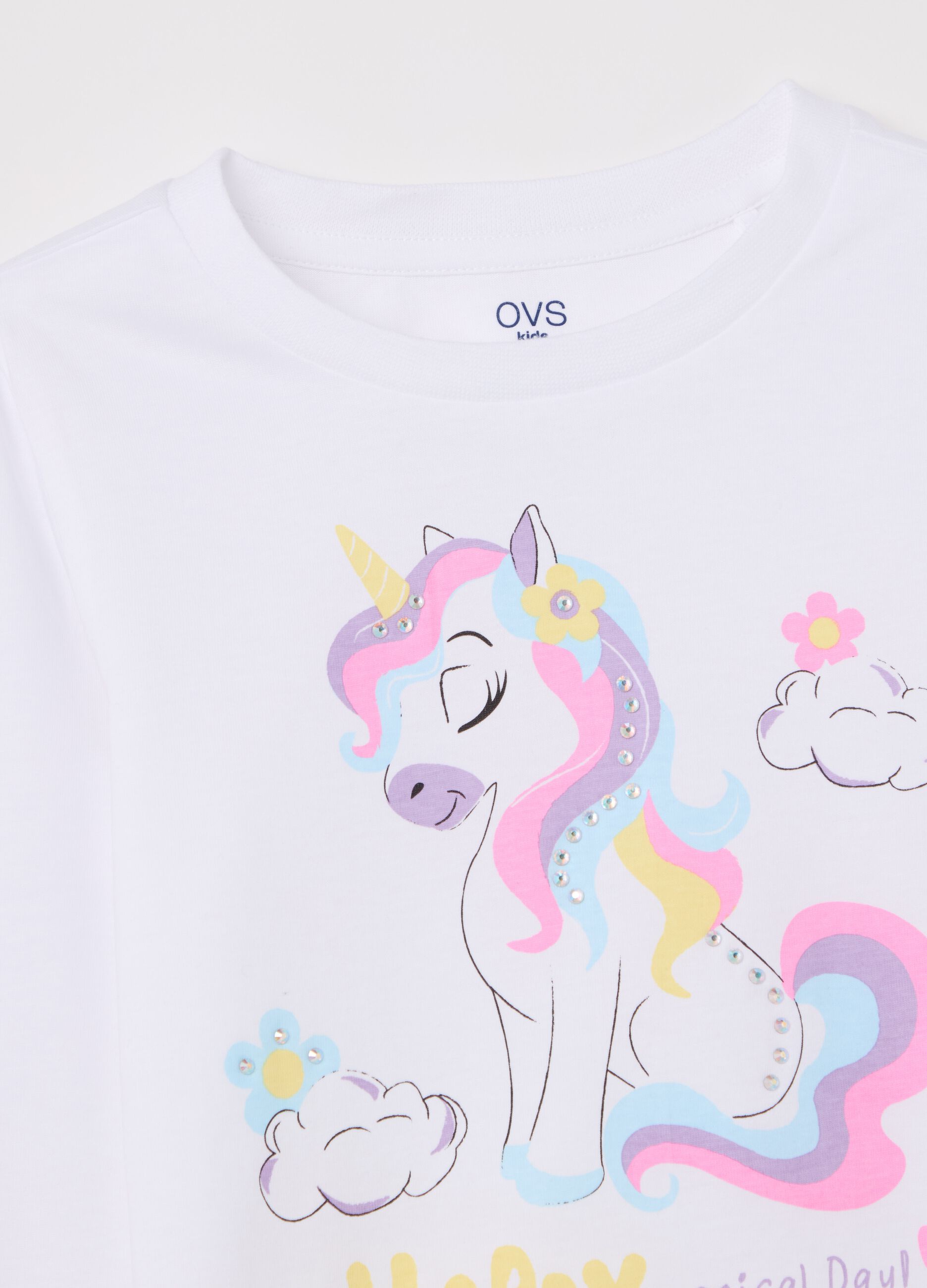 Cotton T-shirt with print and long sleeves