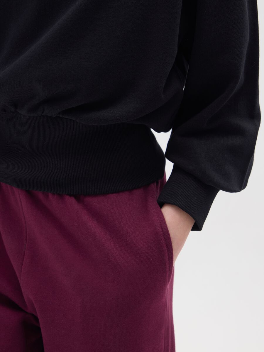 Felpa da ragazza in puro cotone nero regular fit con cappuccio_2