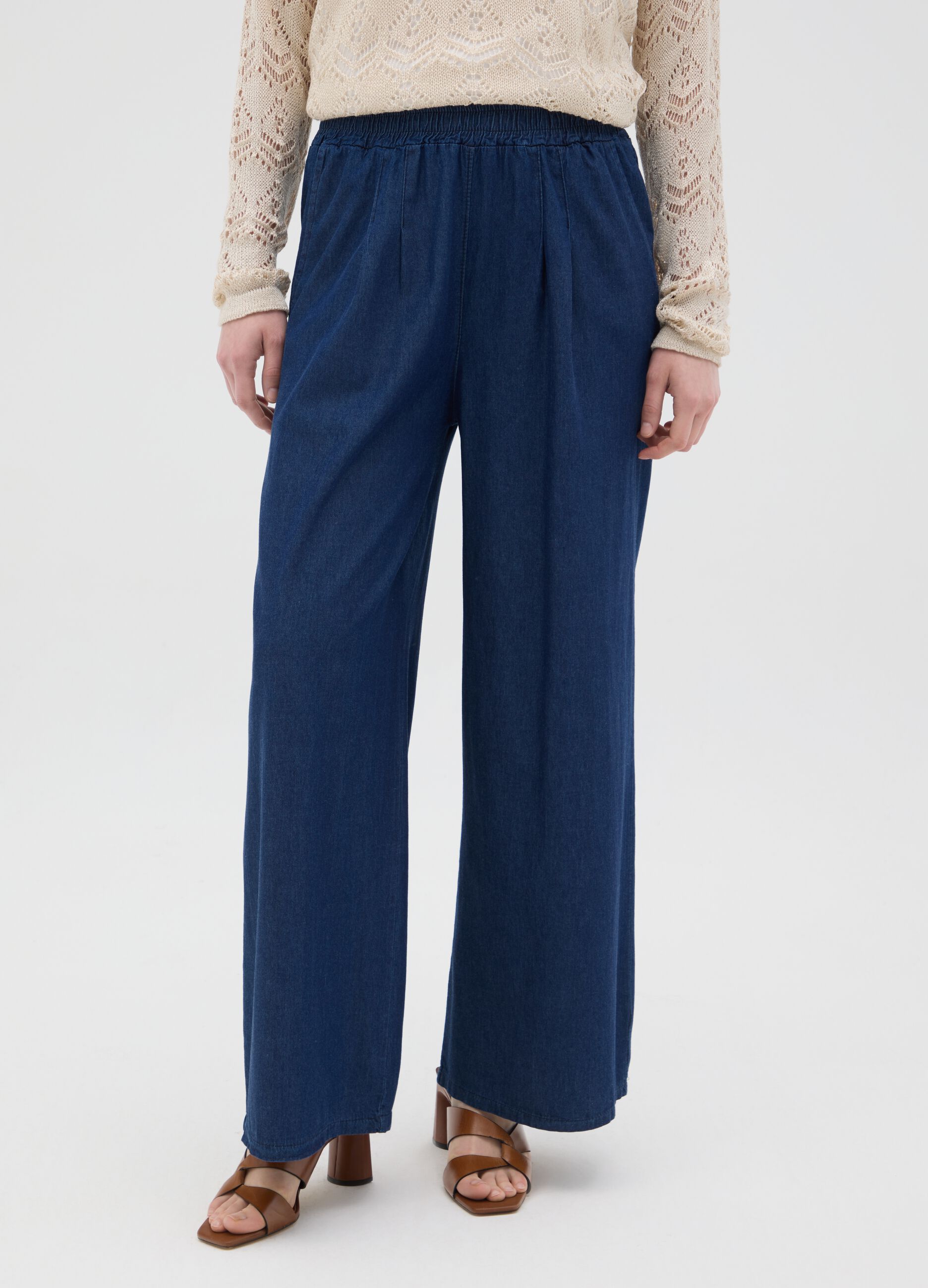 Women's blue pure cotton regular fit jumper