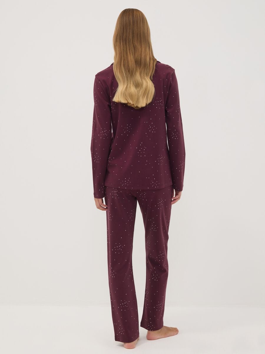 Purple pure cotton crew-neck pyjamas_3