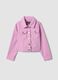 Girl's regular fit pink denim cotton jacket with pockets_0