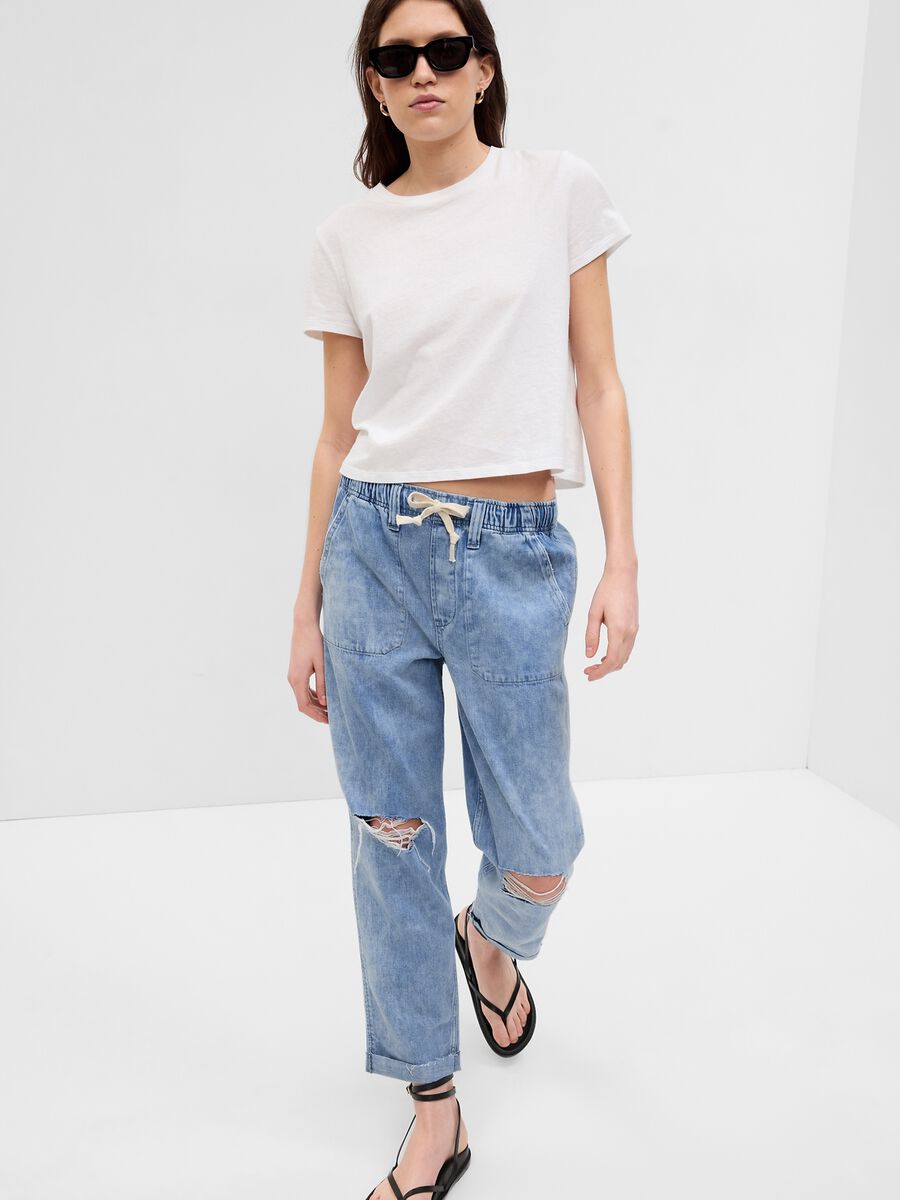 Easy-fit pull-on jeans with drawstring_0