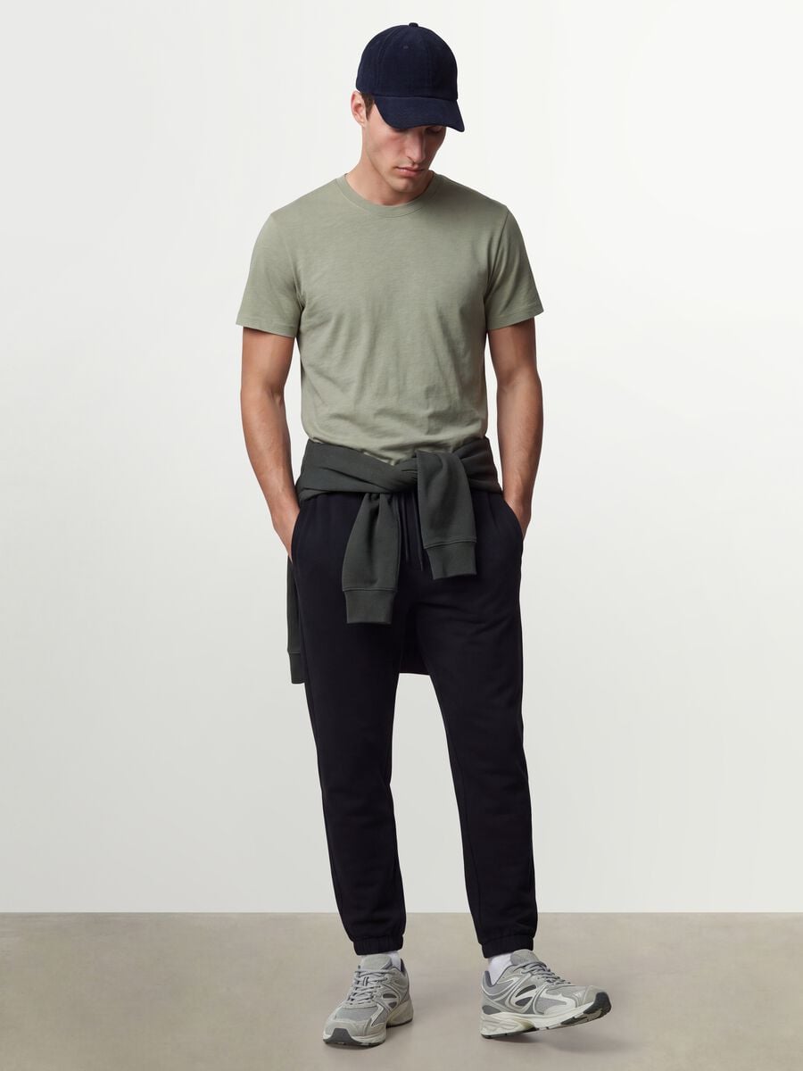 T-shirt grigia in puro cotone a maniche corte regular fit_0