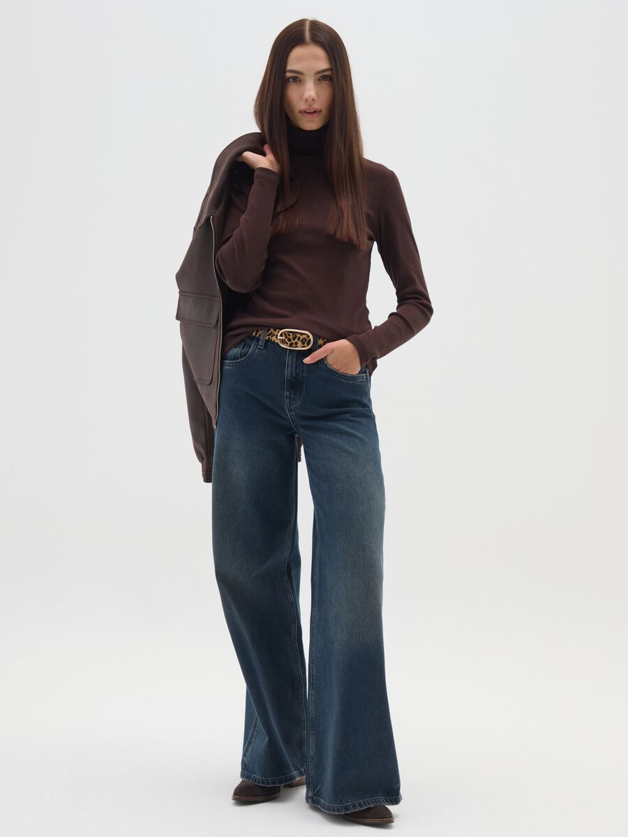 Dolcevita in misto cotone marrone regular fit_1