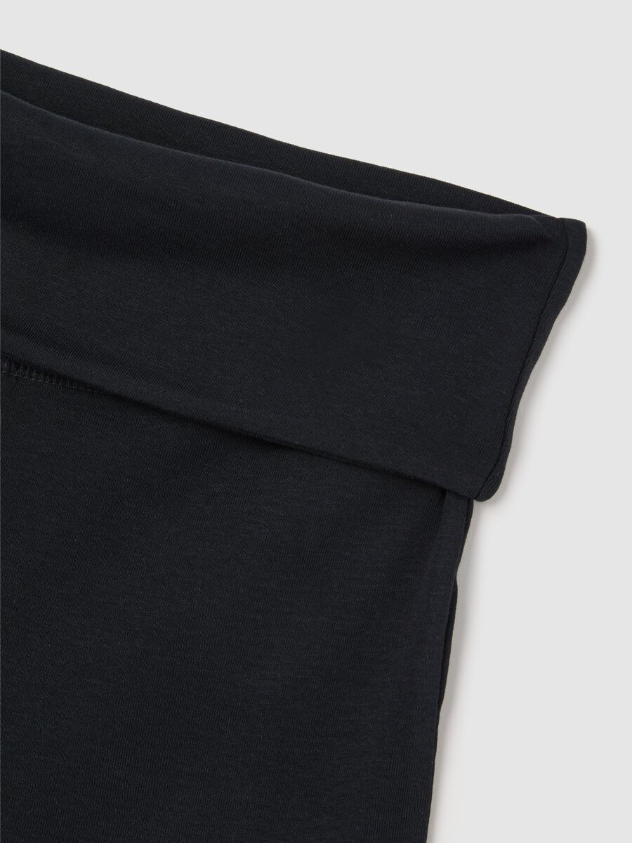 Women's pure cotton black slim fit shorts with turnover_5