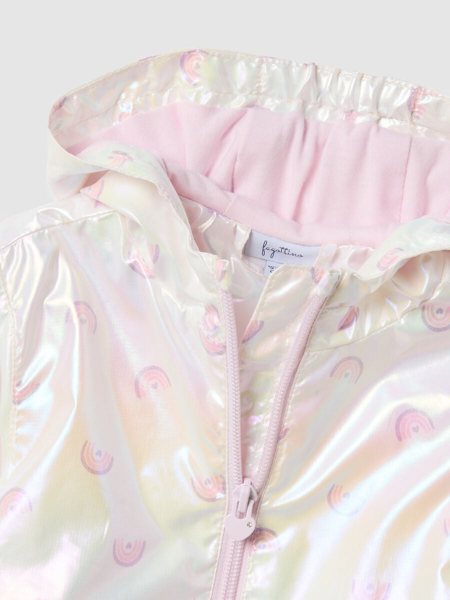 Multicoloured iridescent jacket with hood for children, regular fit_2