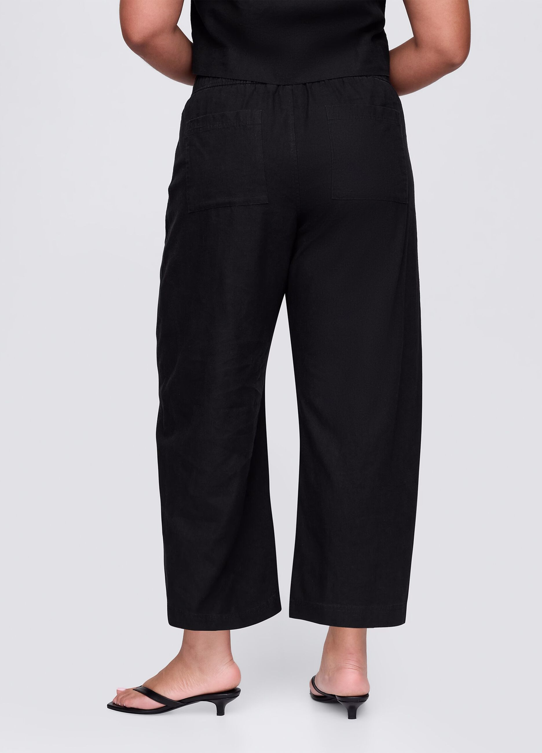 Black wide trousers in linen and viscose