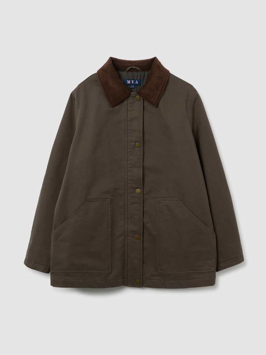 Giacca in puro cotone marrone regular fit_0