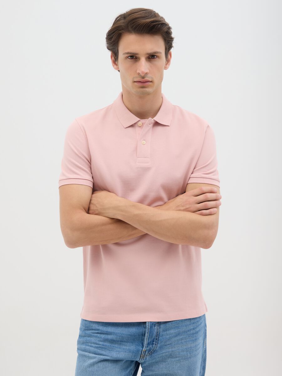 Men's pink pure cotton polo shirt regular fit_0