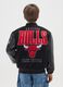 Black children's regular fit bomber jacket with Chicago Bulls print_1