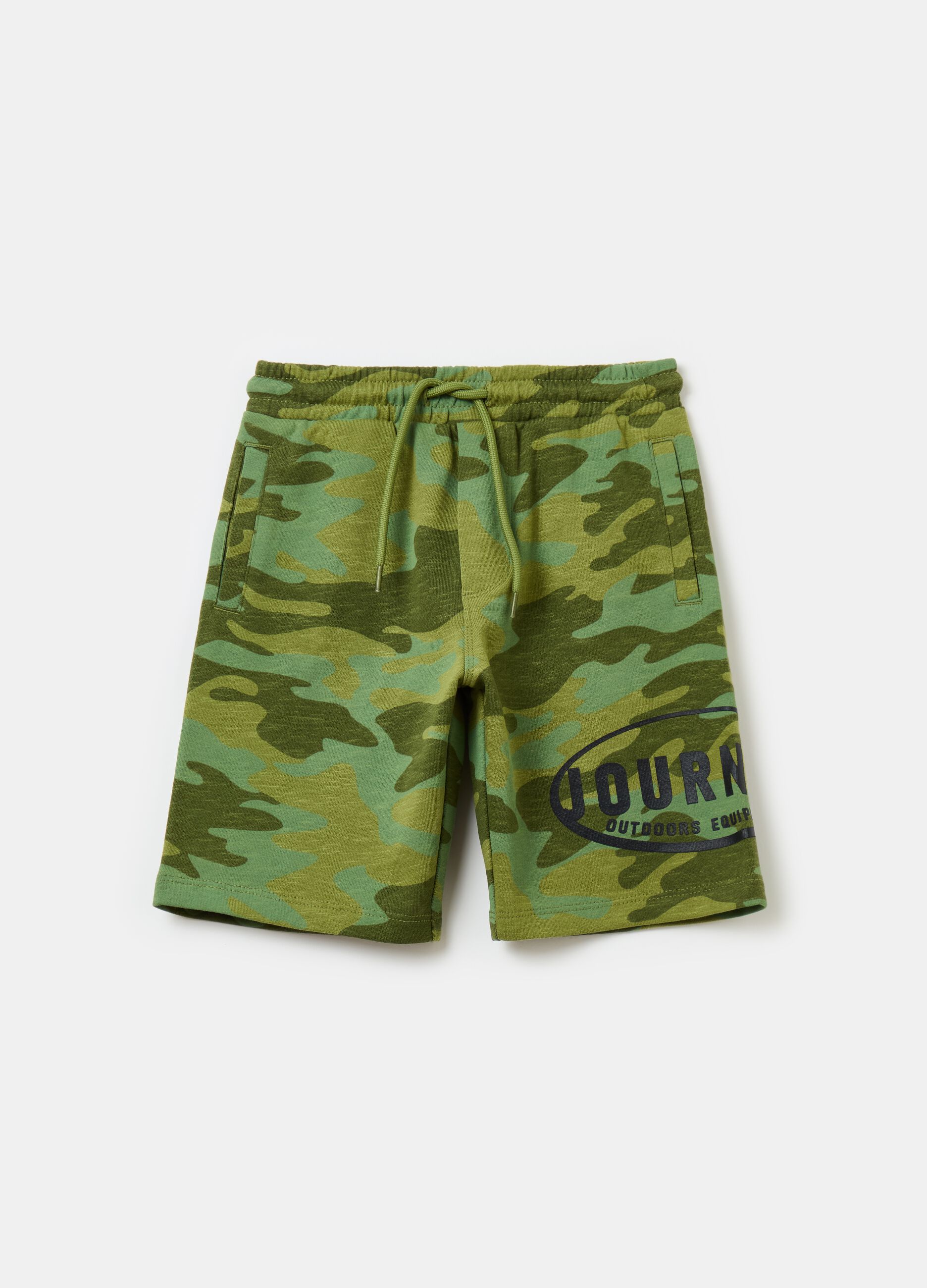 Camouflage Bermuda shorts with drawstring
