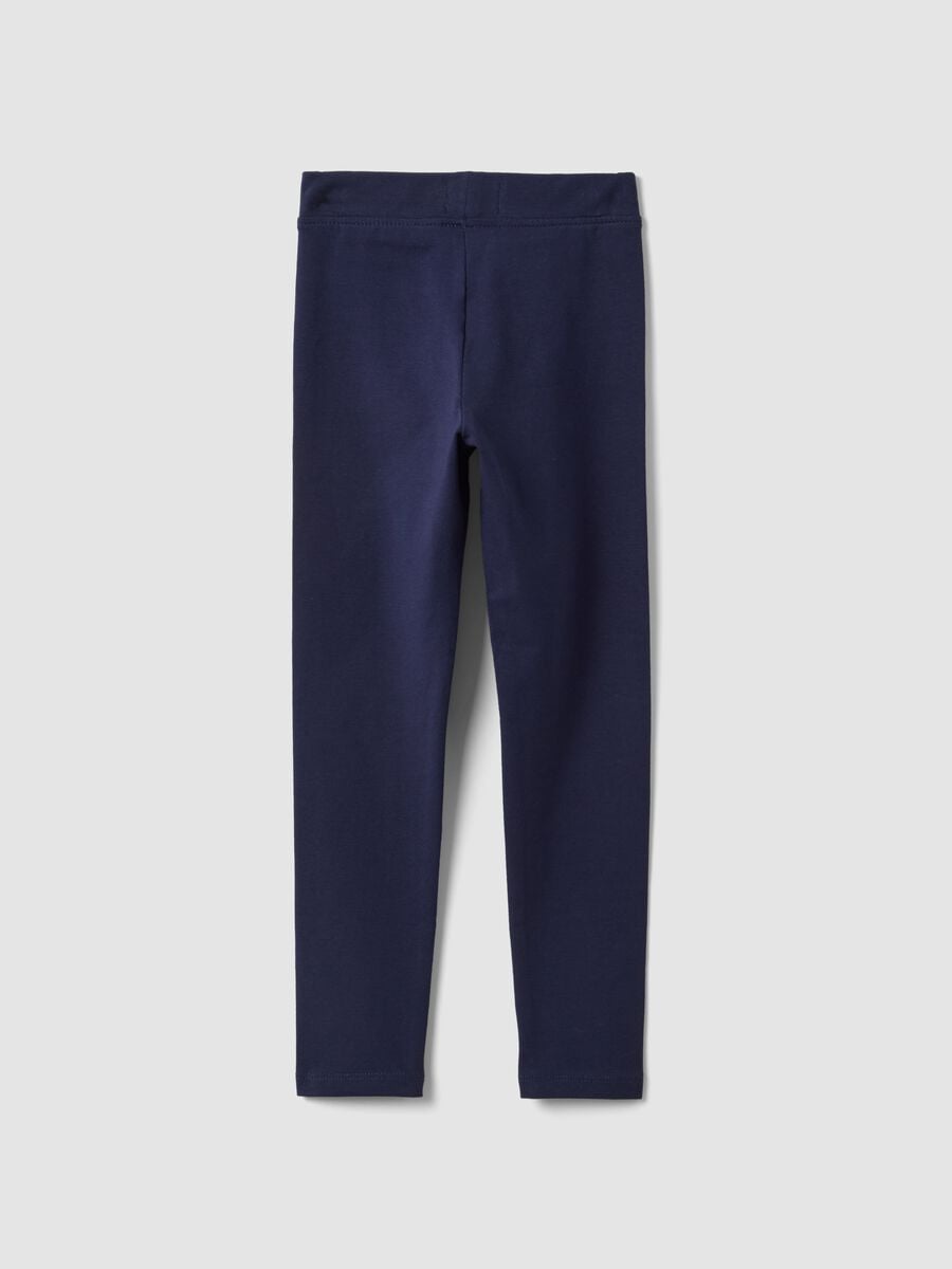 Leggings blu in cotone organico elasticizzato skinny per bambina_1