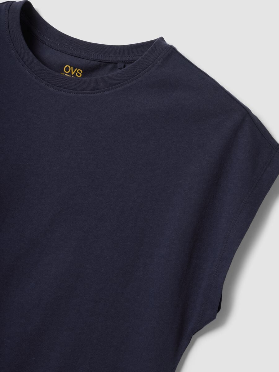 Blue pure cotton short-sleeve regular fit T-shirt_6