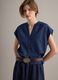Blue denim shirt in a cotton, linen and viscose blend, oversized fit_0