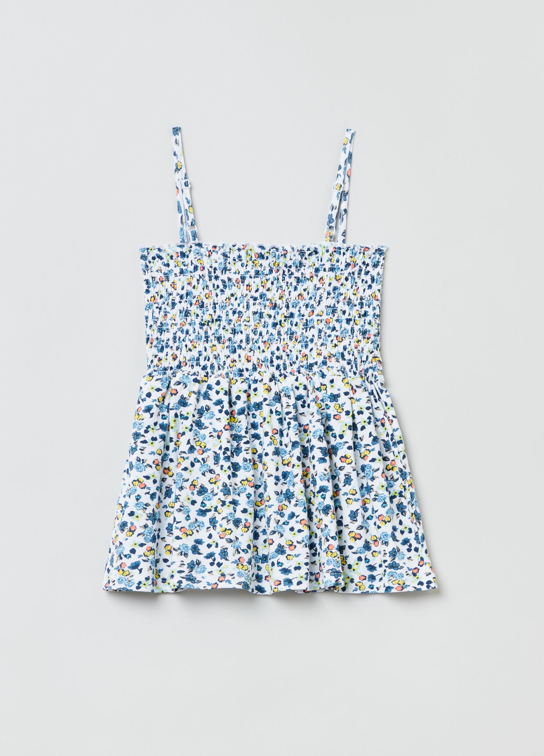 Tank top in cotone con stampa fiorellini_1