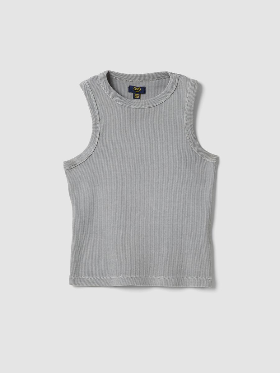 Grey stretch cotton tank top_0