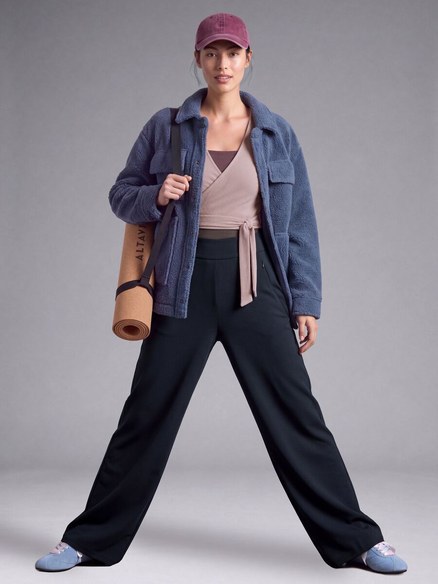 Pantaloni blu in tessuto elasticizzato wide leg ALTAVIA STUDIO_1