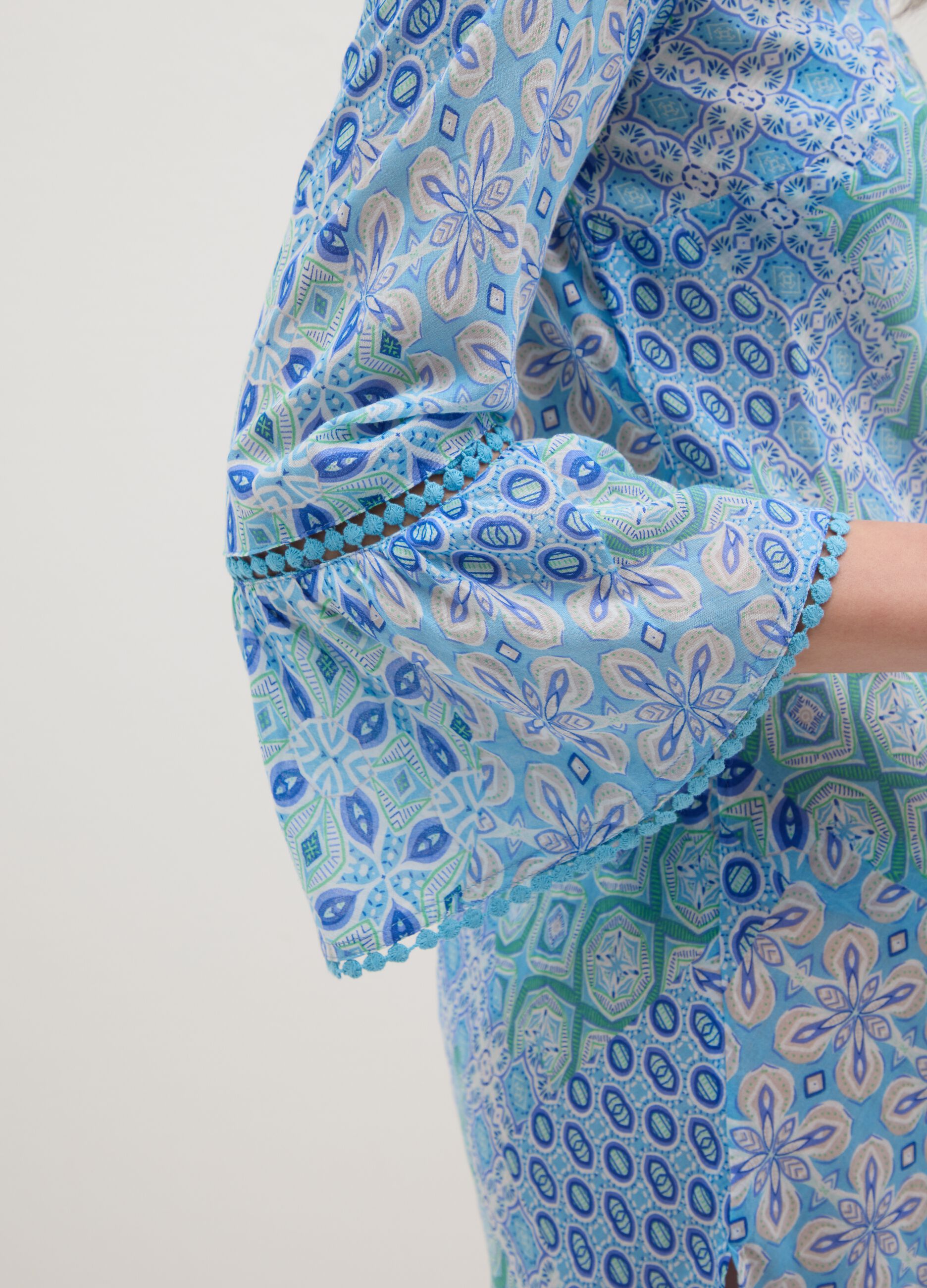 Women's Short Dress in Multicoloured Pure Cotton