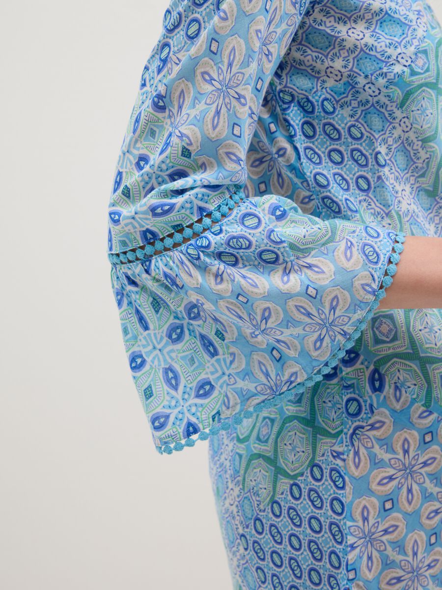 Women's Short Dress in Multicoloured Pure Cotton_2
