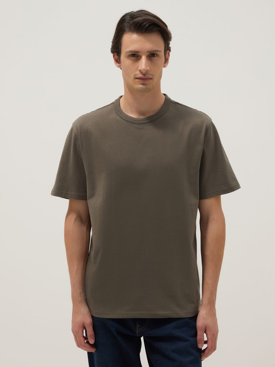 T-shirt girocollo in puro cotone verde relaxed fit_0