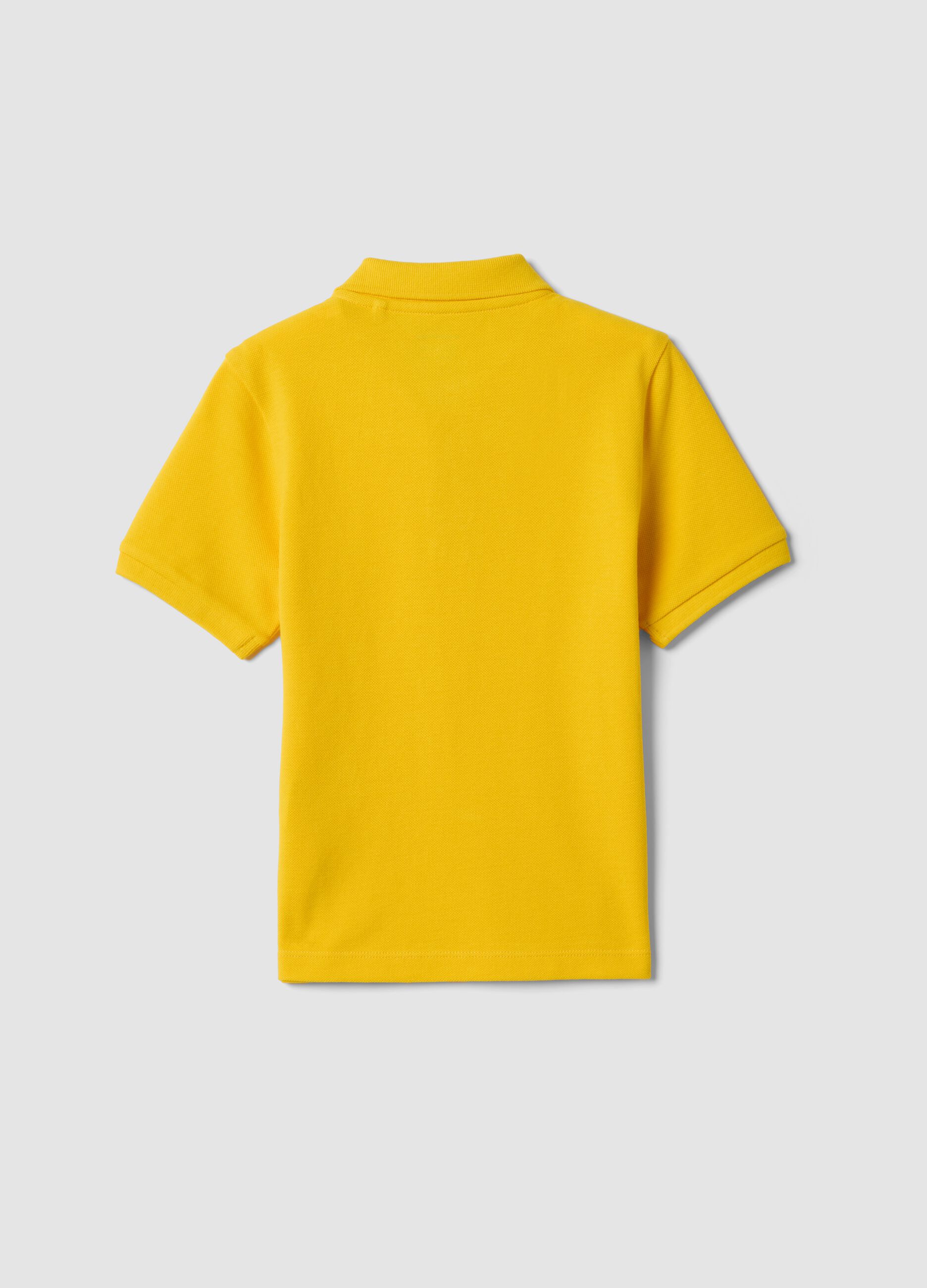 Yellow short-sleeve polo shirt in pure organic cotton for boys