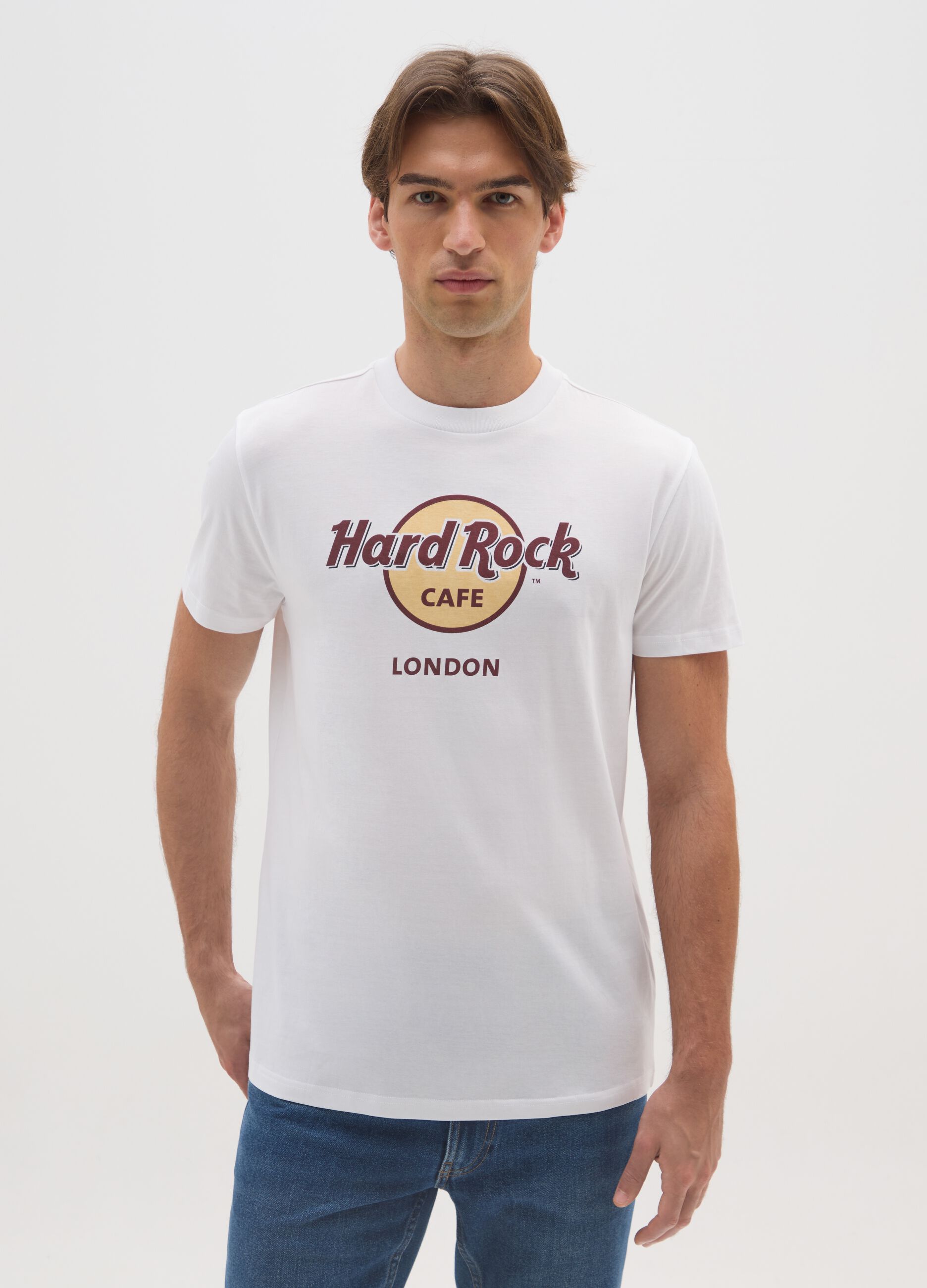 White pure cotton T-shirt with Hard Rock Cafe print