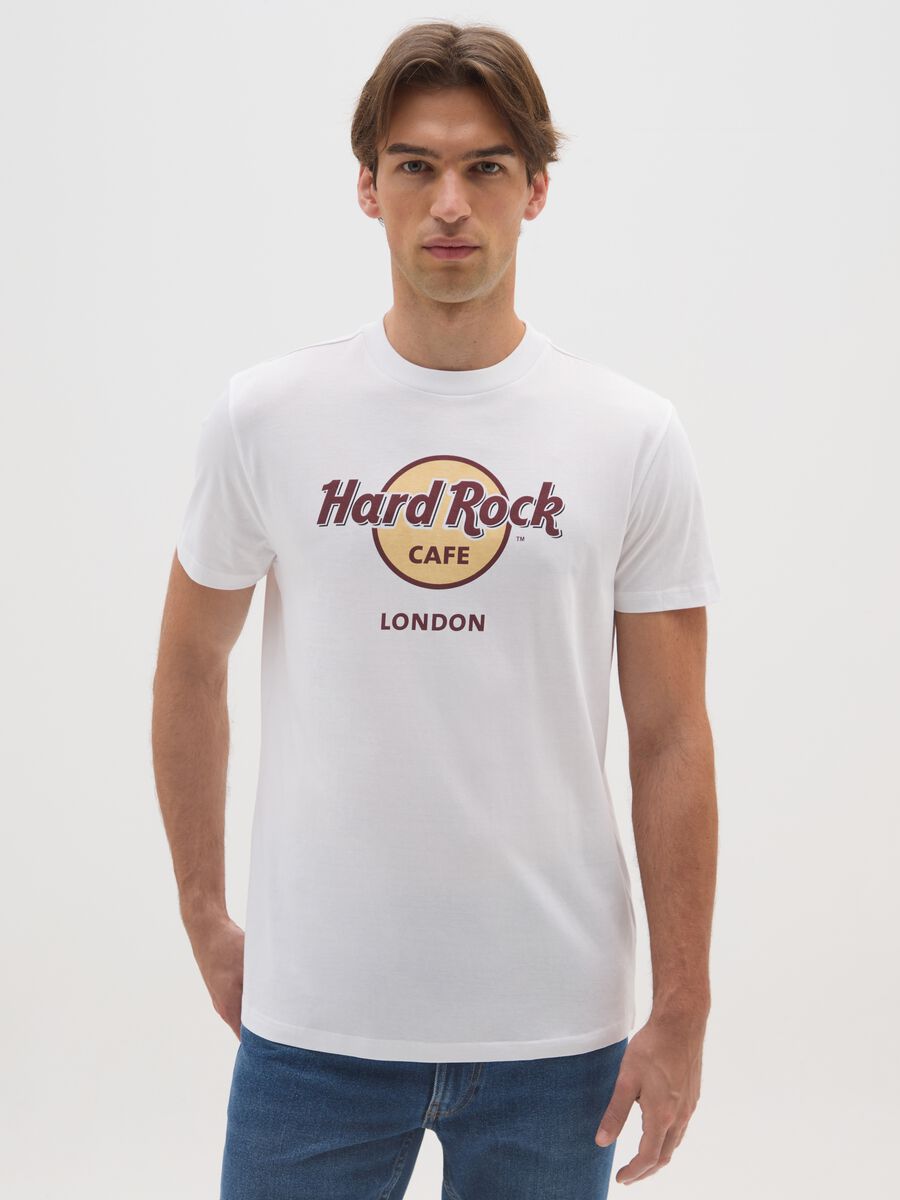 White pure cotton T-shirt with Hard Rock Cafe print_0