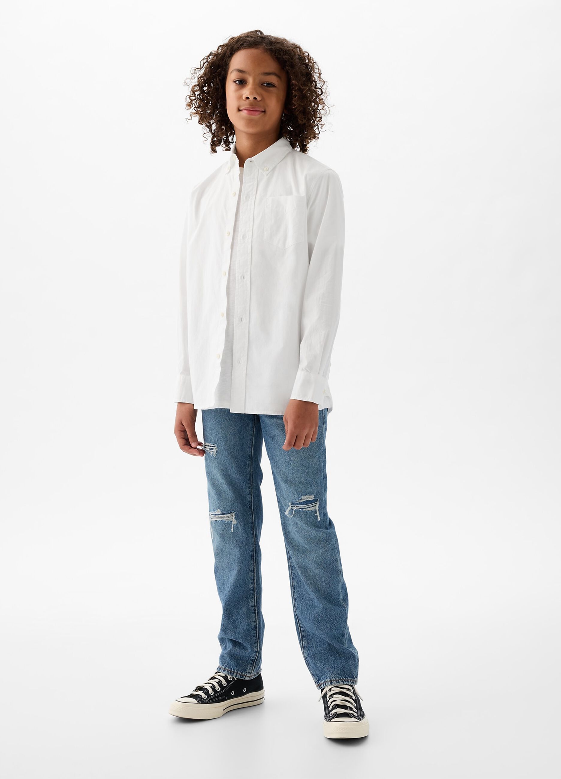 Camicia in cotone bio con tasca