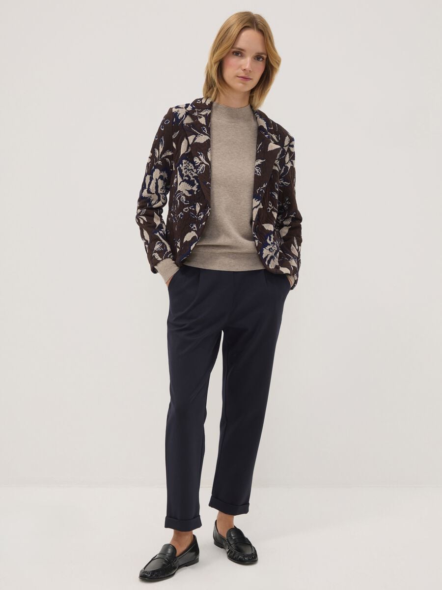 Navy blue stretch viscose regular-fit trousers_0