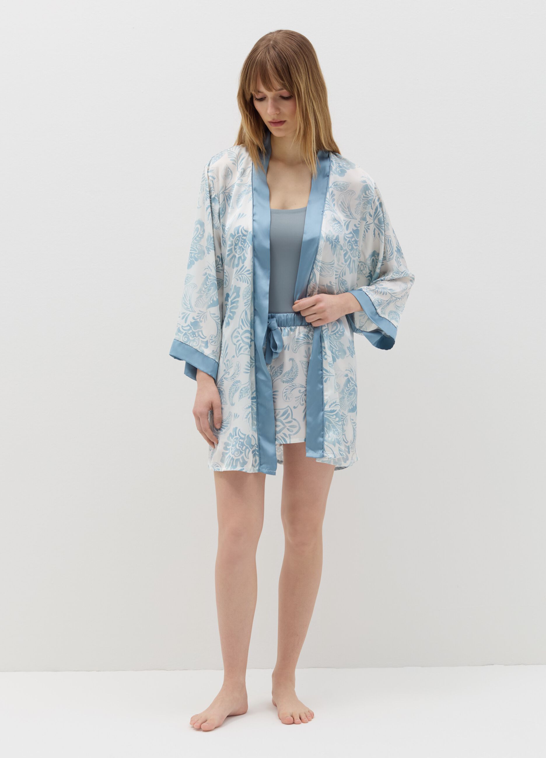 Vestaglia in raso satin fantasia