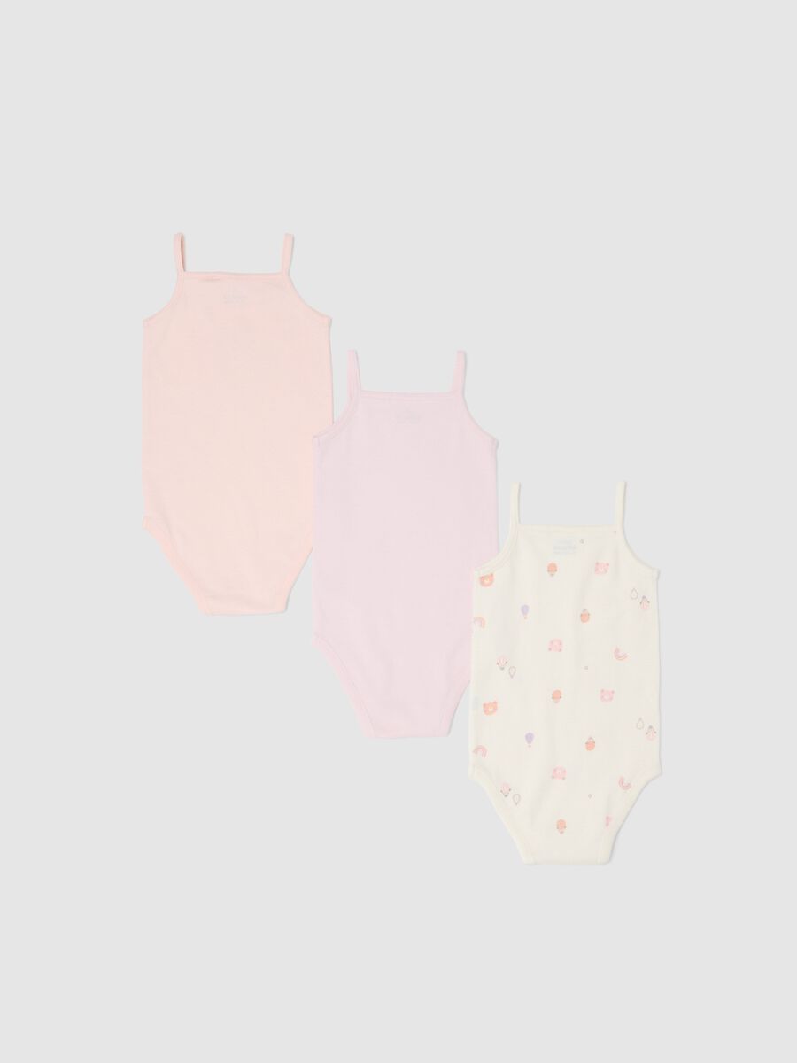 Tripack body in puro cotone biologico multicolor da neonata_1