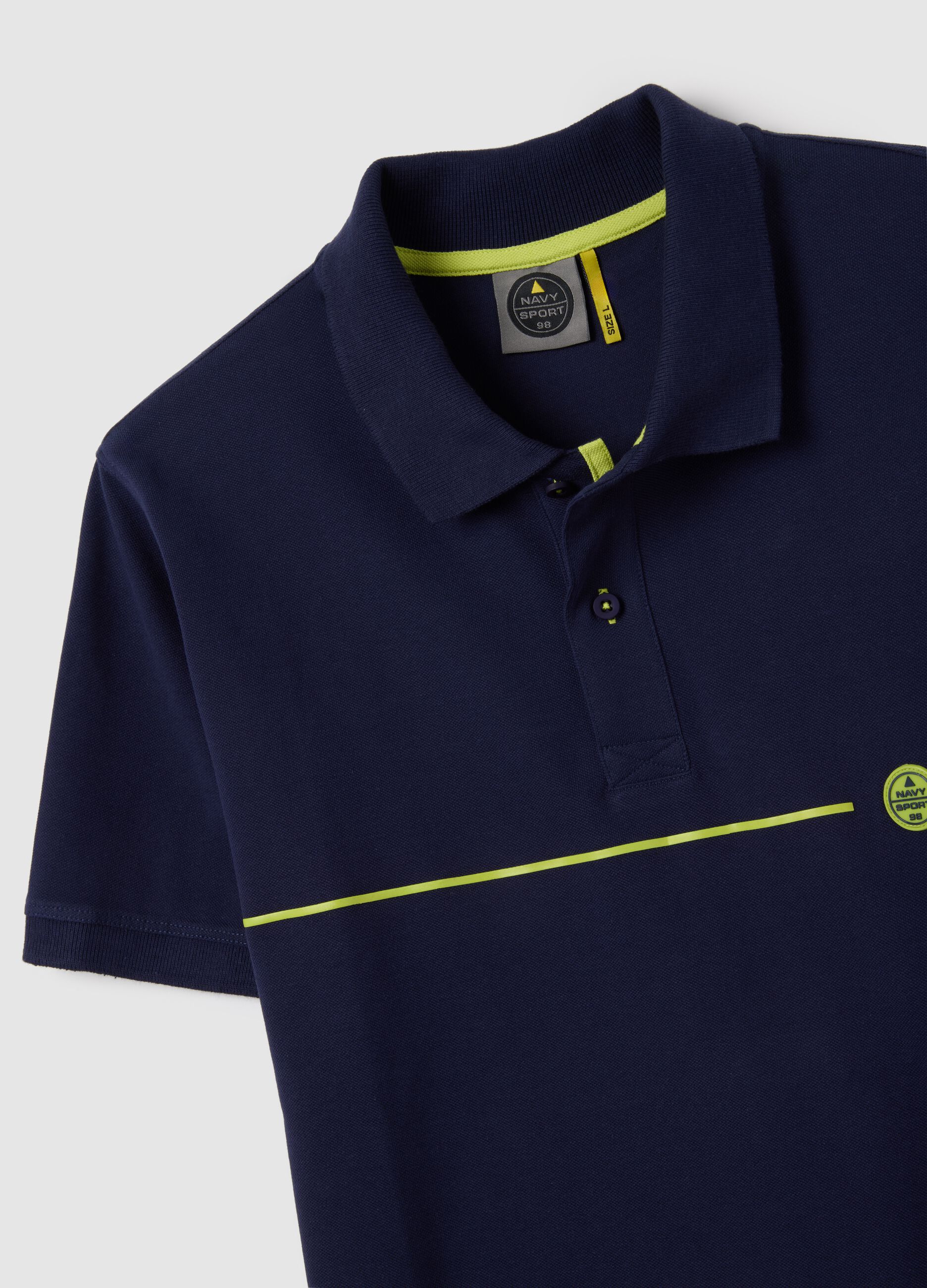 Polo da uomo in puro cotone blu navy