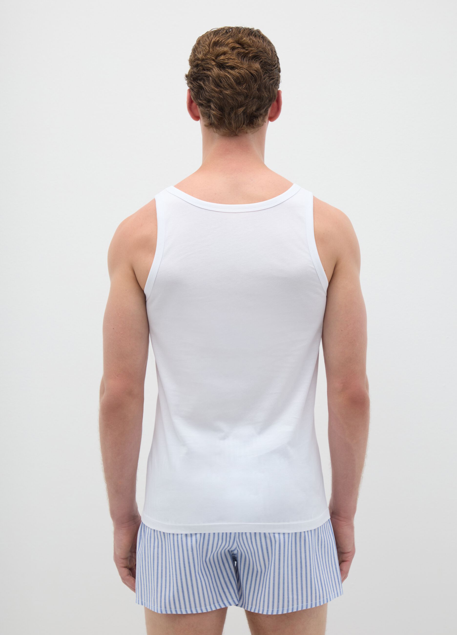 Men's White Pure Cotton Vest