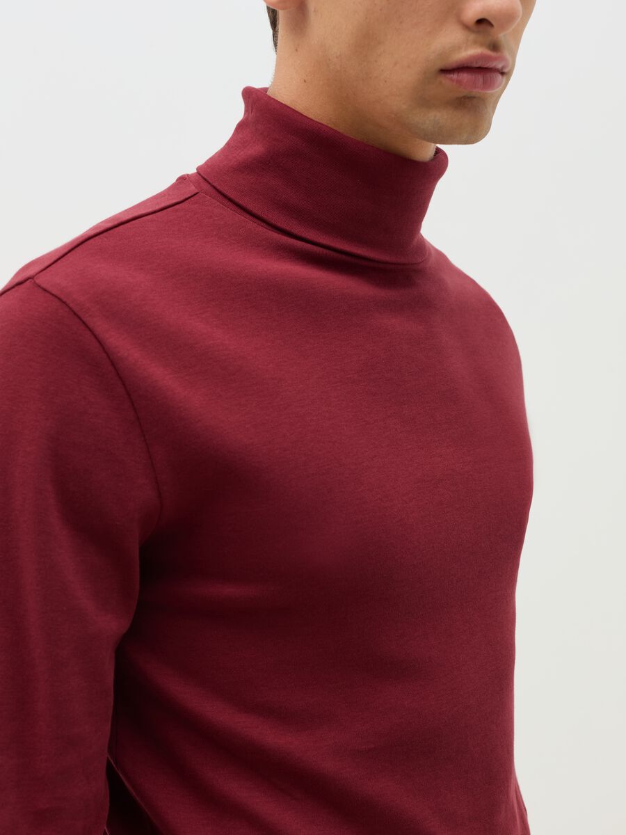 Interlock cotton T-shirt with high neck_3