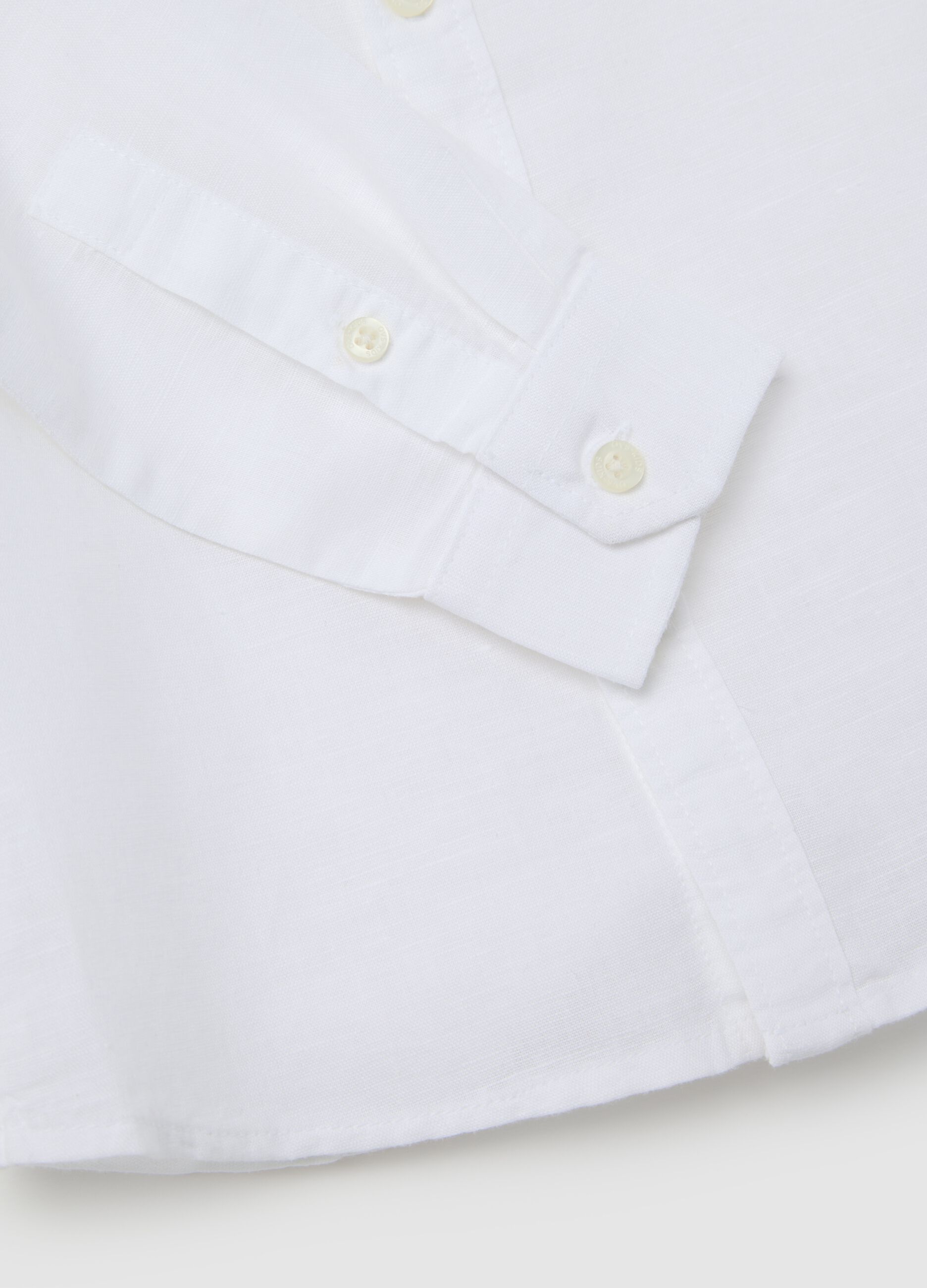 OVS Kids White Long Sleeve Linen and Cotton Shirt