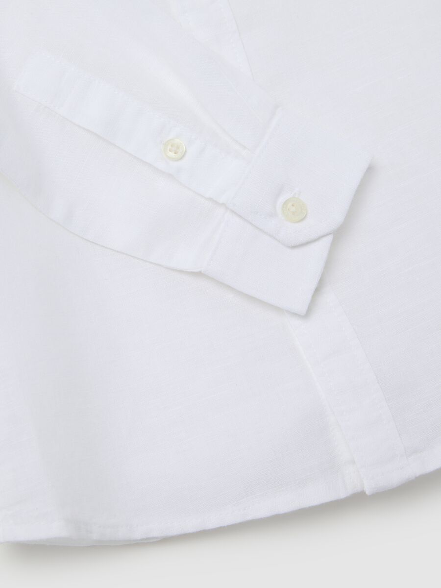 OVS Kids White Long Sleeve Linen and Cotton Shirt_2