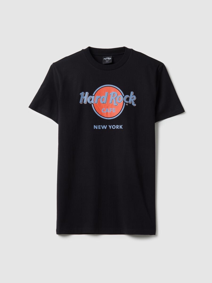 Black pure cotton regular fit T-shirt with Hard Rock Cafe logo_4
