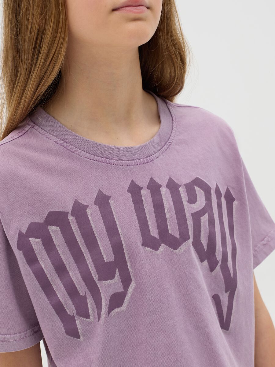 T-shirt da ragazza in puro cotone viola boxy fit_1