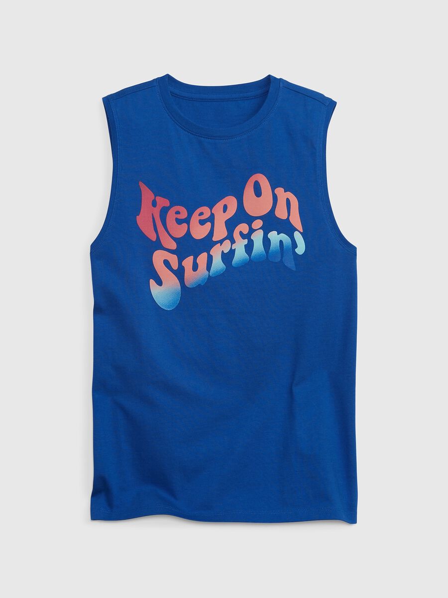 Cotton tank top with lettering print_0