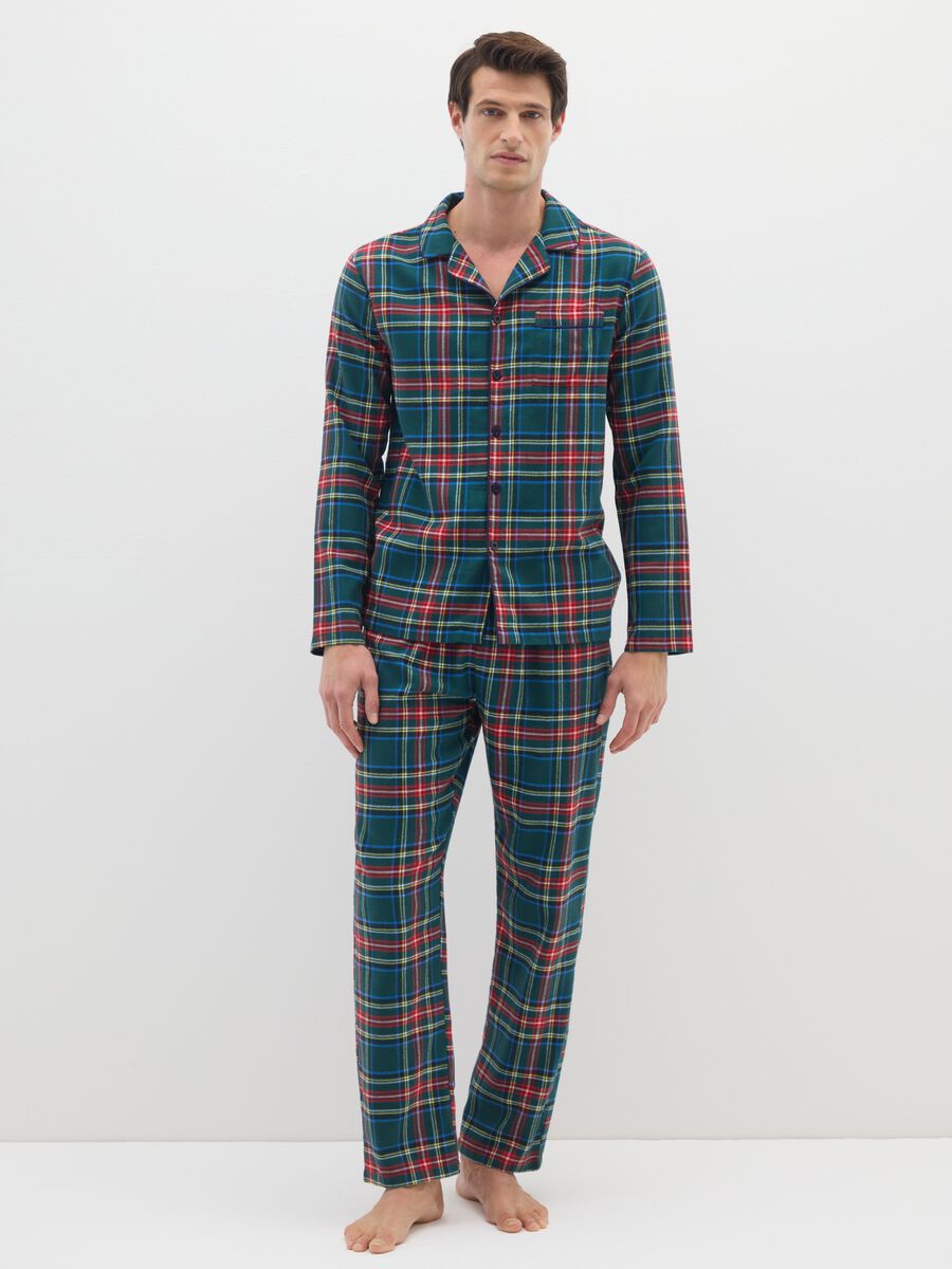 Pigiama in puro cotone multicolor regular fit a quadri_0
