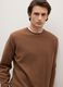 Brown crew neck pullover in pure lambswool regular fit_3