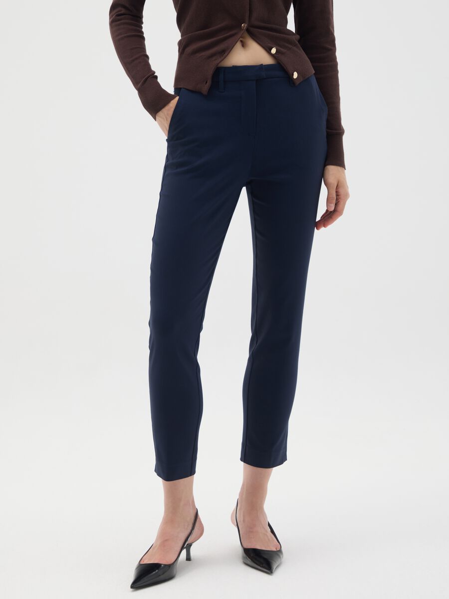 Slim Fit Blue Blend Trousers_1