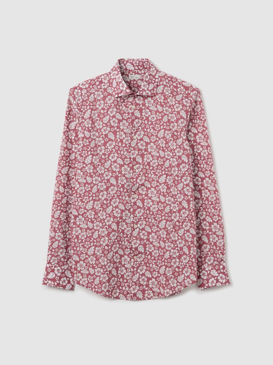 Slim-fit shirt with floral pattern in cotton_4