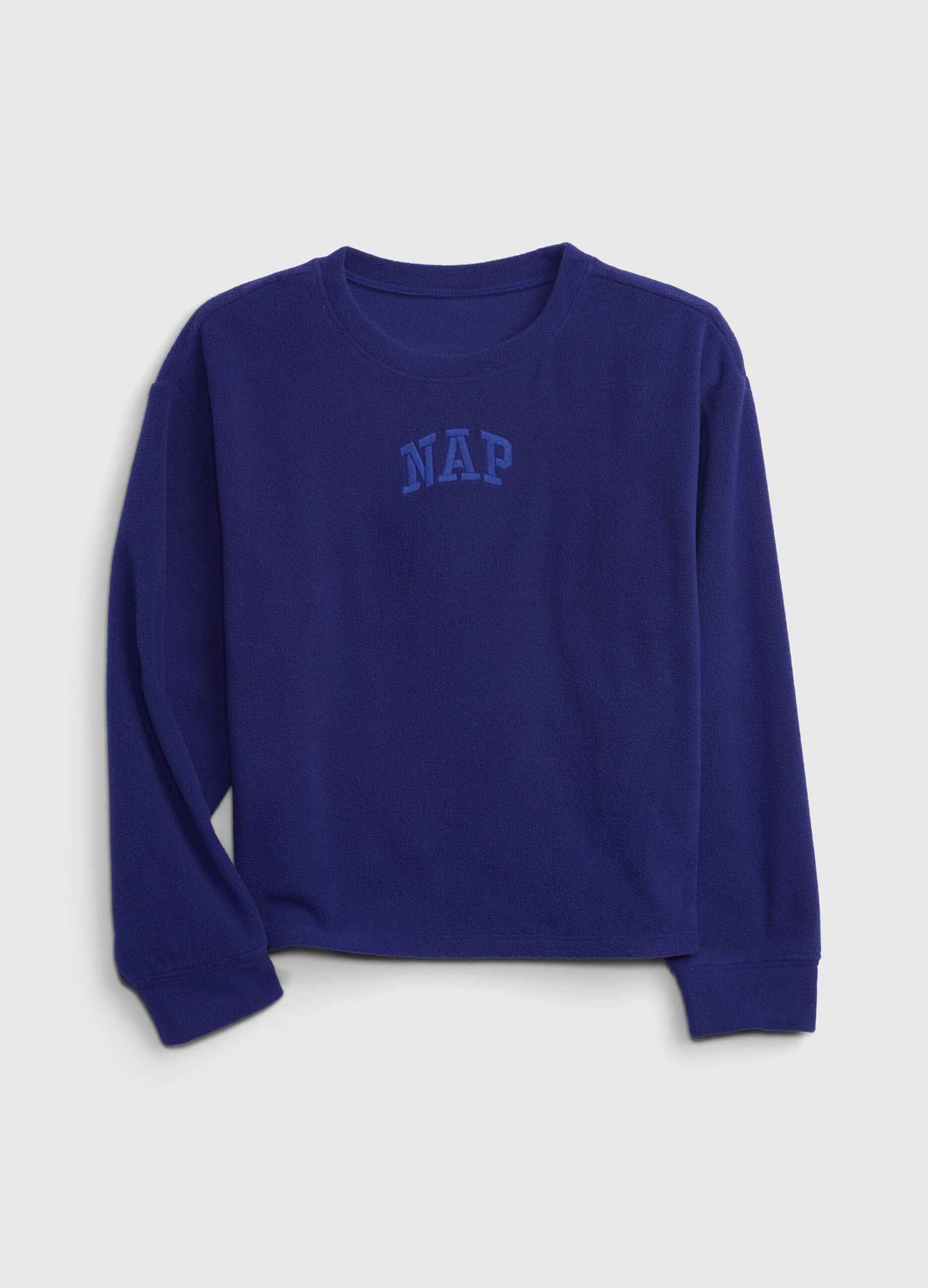 Top pigiama in pile con ricamo lettering 
