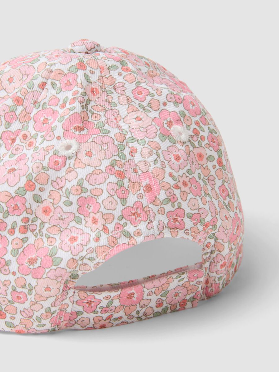 Cappello da baseball in puro cotone multicolor da bimba con fiori_1
