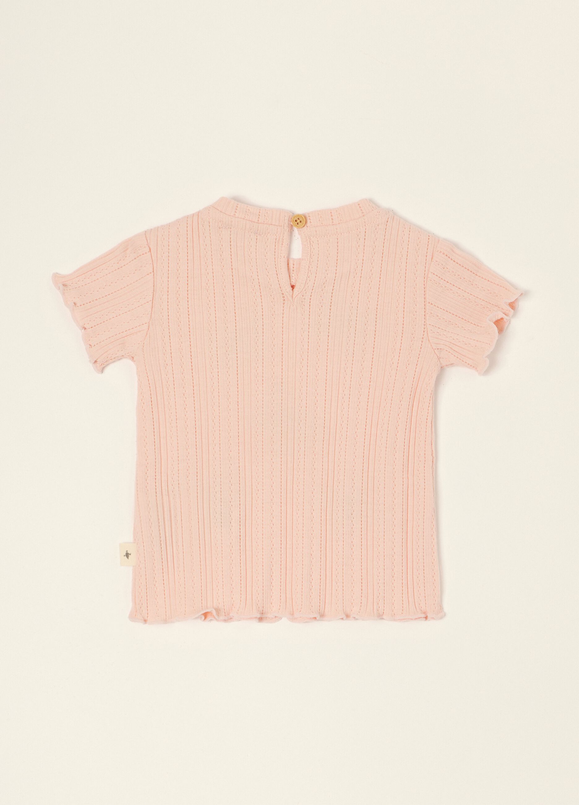 Baby girls&rsquo; pink short-sleeved cotton-blend T-shirt with appliqu&eacute; details