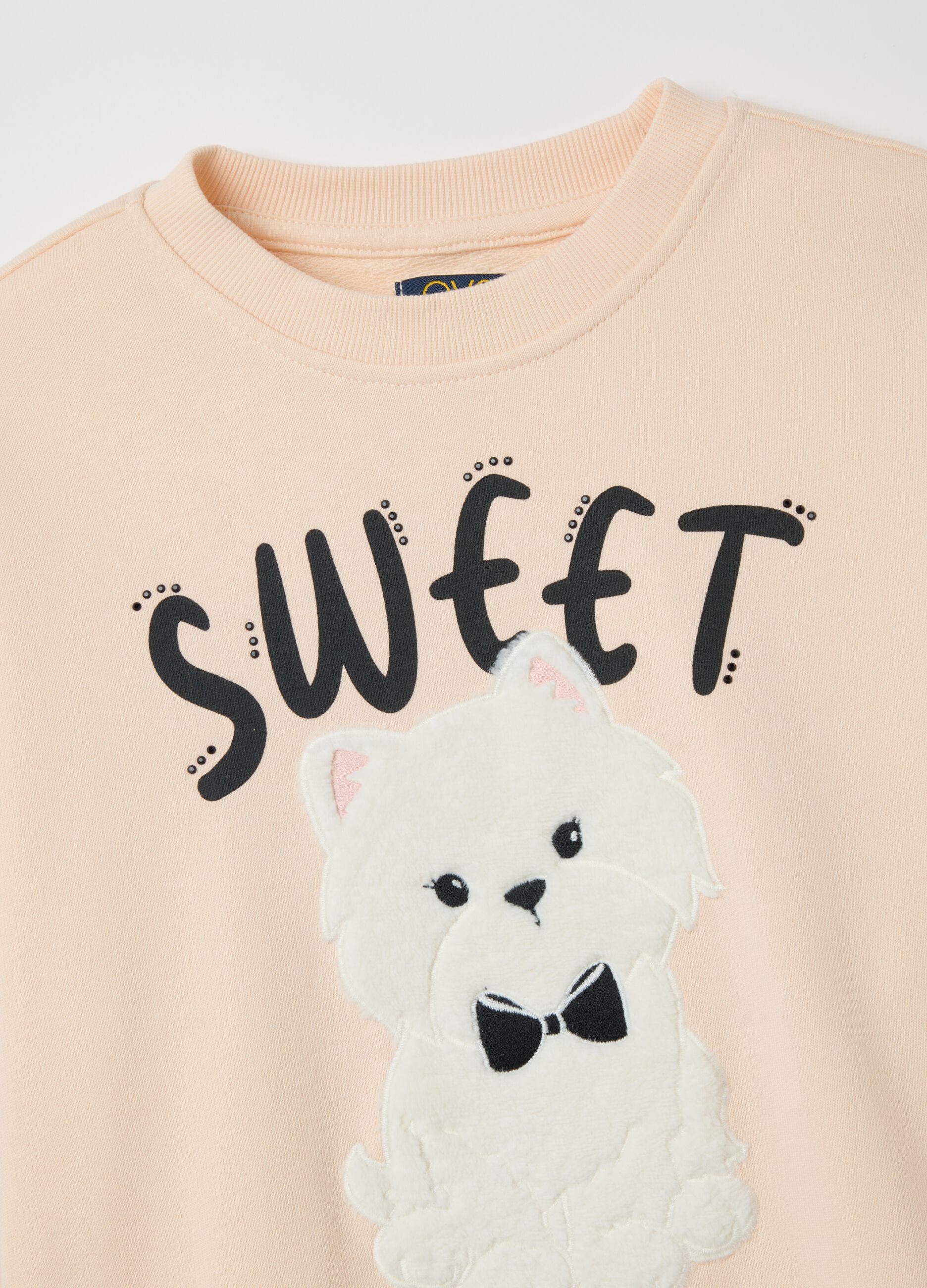 Girls' set in pure beige cotton with regular fit