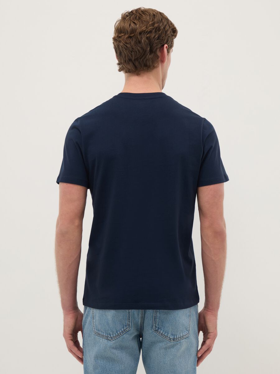 Blue pure cotton regular fit T-shirt_2